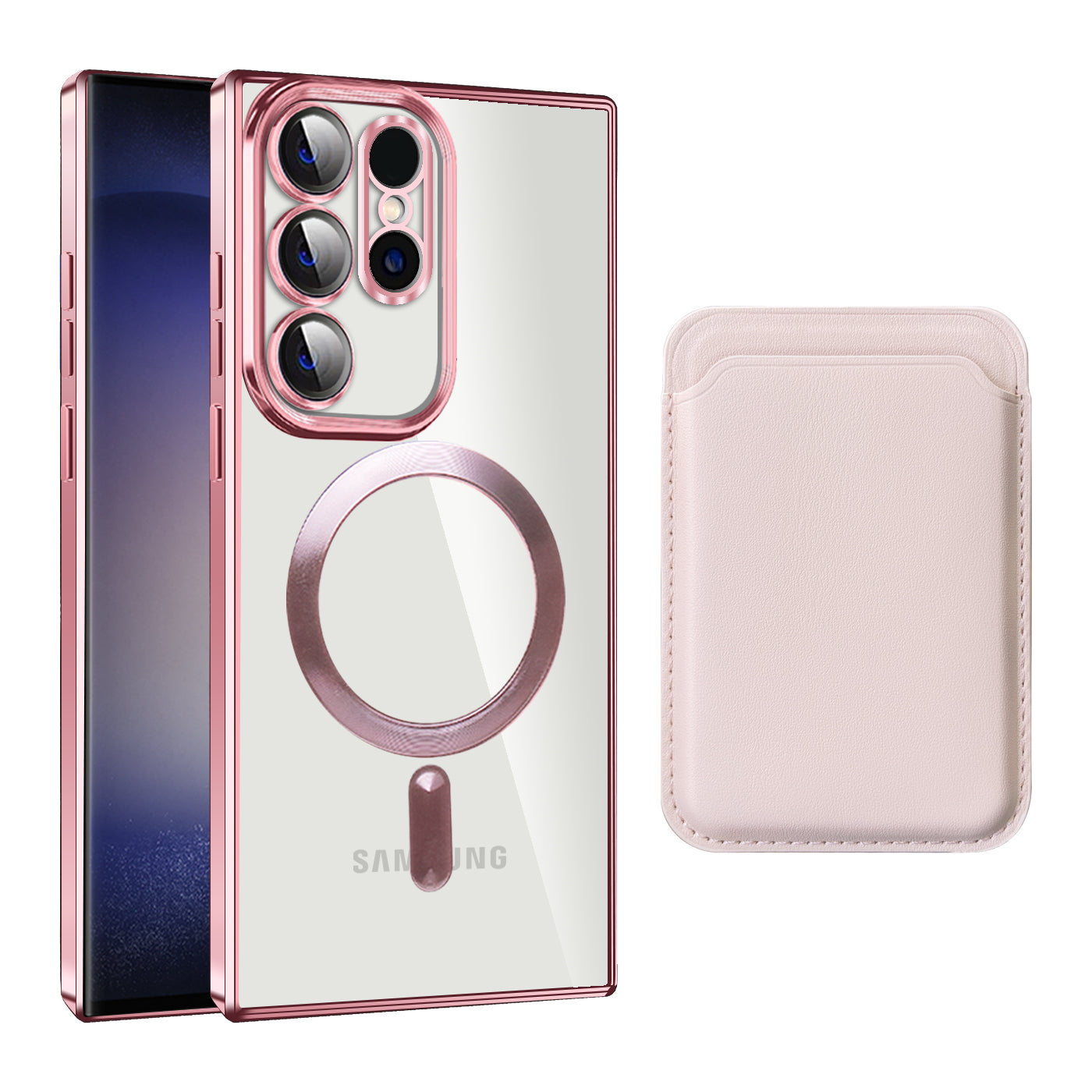 Magnetic Phone Case for Samsung Galaxy S23 Ultra TPU PC Clear Cover with Card Holder Magnetic Phone Case for Samsung Galaxy S23 Ultra TPU PC Clear Cover with Card Holder
